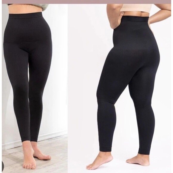 Empetua Black High Rise Shaping Slimming Leggings Sz Large New - Picture 1 of 9